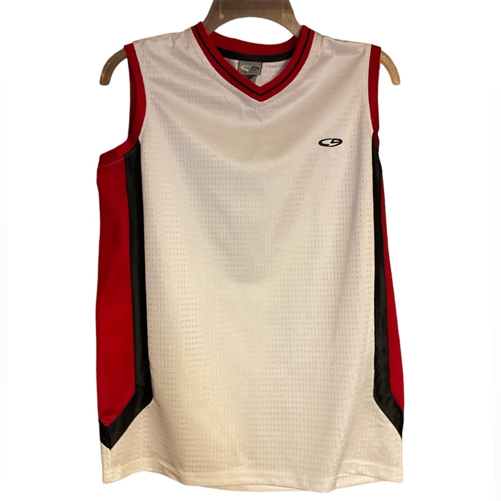 Boy’s C9 by Champion White & Red Tank Top. Sleeveless. Basketball 100% Polyester